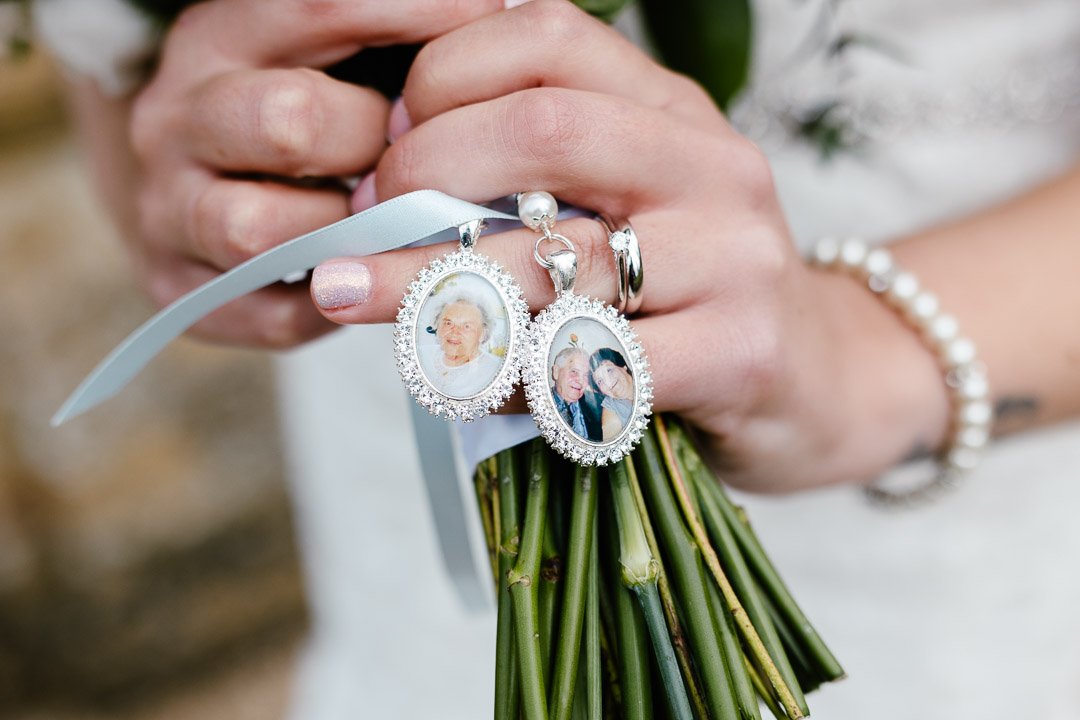 flowers and locket bracelet